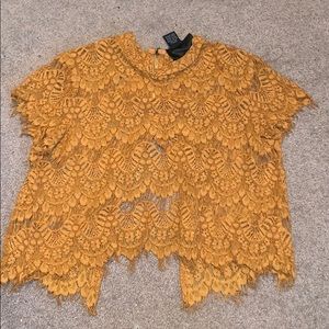 Gold lace crop top